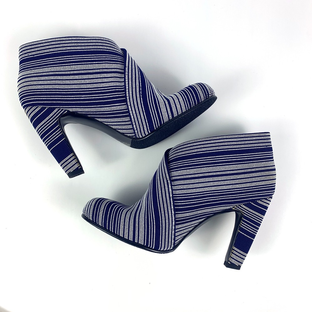 United Nude Fold Hi Ankle Booties Womens Sz 40/9 Blue White with Dust Bags *READ